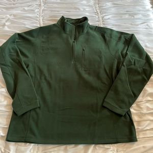 Mens XL L.L. Bean Soft Microfleece Hunter Green Zip Neck Shirt